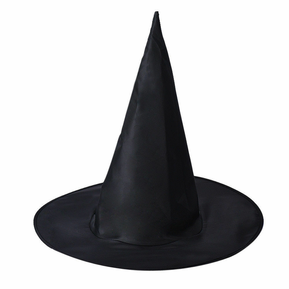 Plain Black Witch Hat - Halloween Wizard Costume (Fancy Dress)