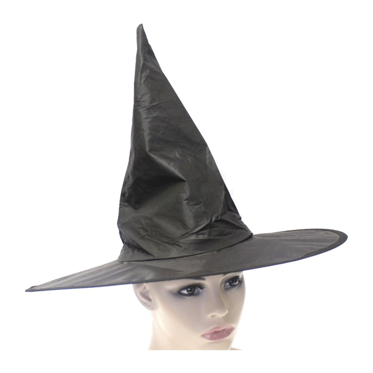 3x Plain Black Witch Hat Pack - Halloween Wizard Costume (Fancy Dress)