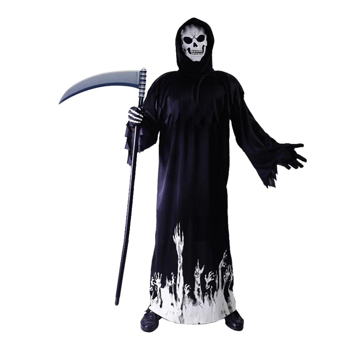 Skeleton Grim Reaper Family Costume Set - Adult & Kids Group Scary Halloween Fancy Dress