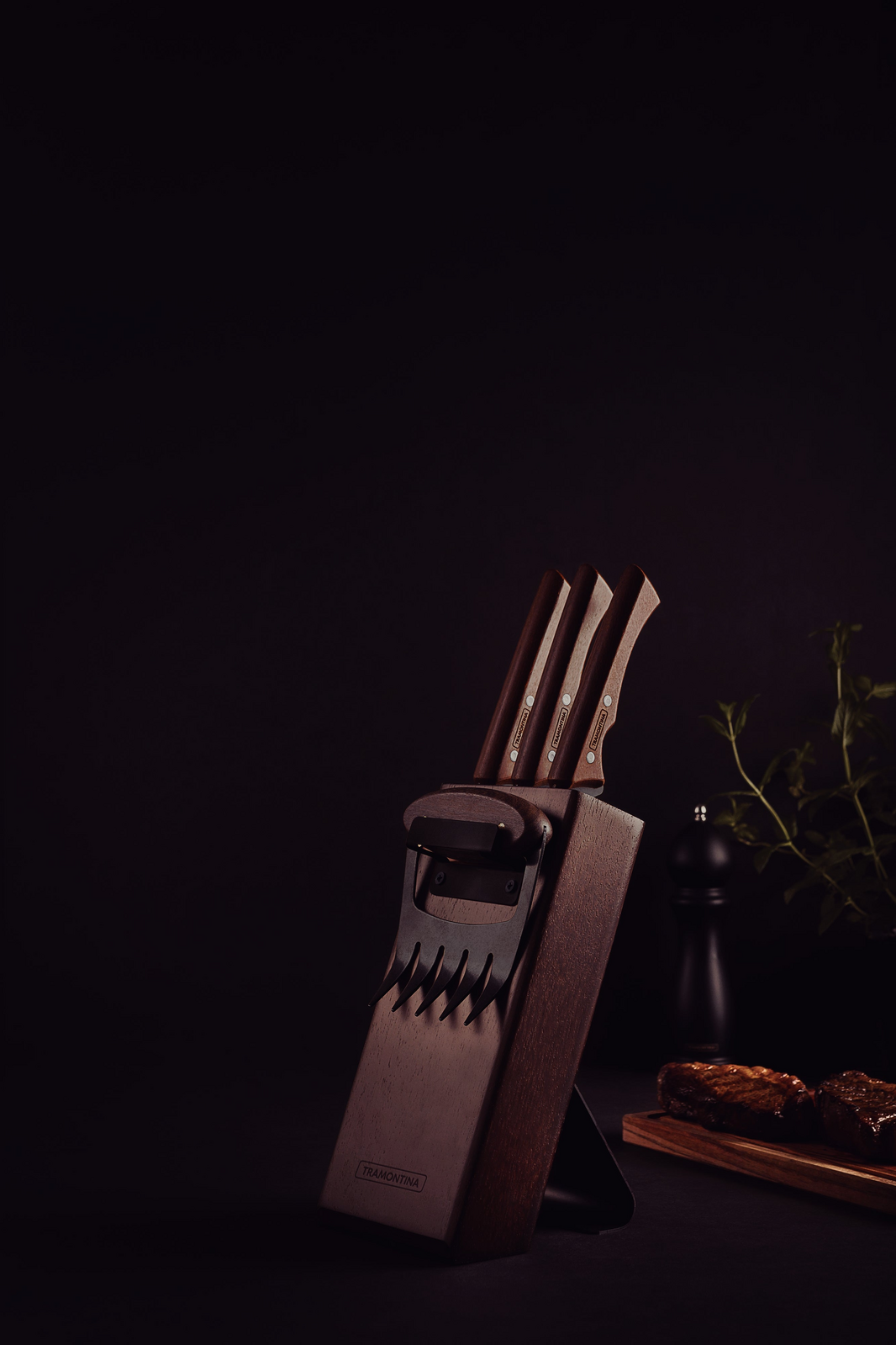 Tramontina Churrasco 5pc BBQ Knife Block Set Stainless Steel in Black