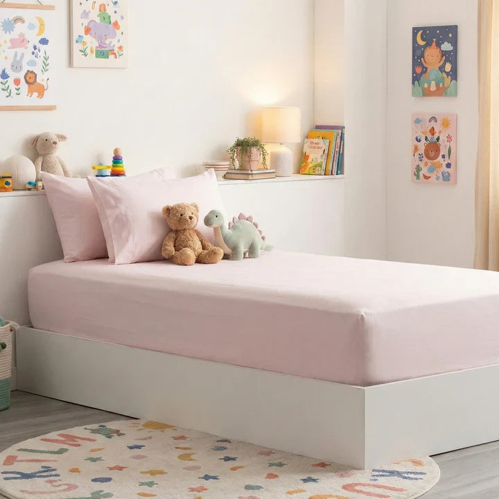 Park Avenue 500TC Natural Bamboo Cotton Fitted Sheet & Pillowcase Set - Peach (Anti-Wrinkle Satin Finish)