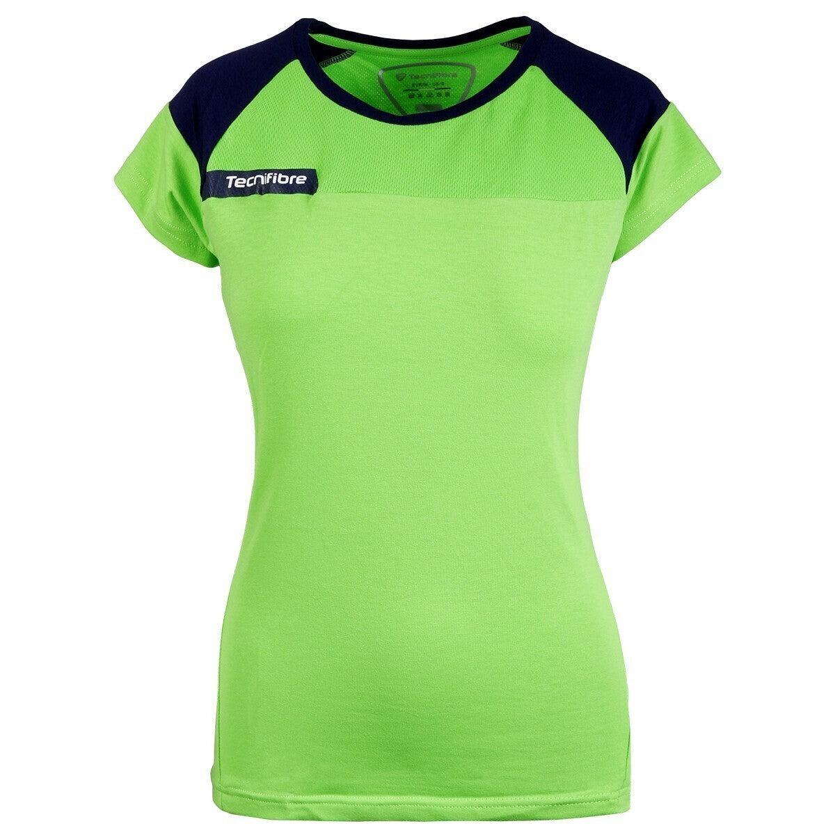 Tecnifibre Womens Top Tee Shirt F1 Airmesh 360 Tennis Fitness - Green/Navy