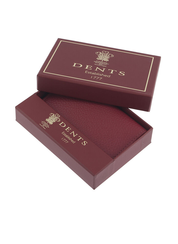 Dents Men's Pebble Grain Leather Card Holder with RFID Blocking - Red