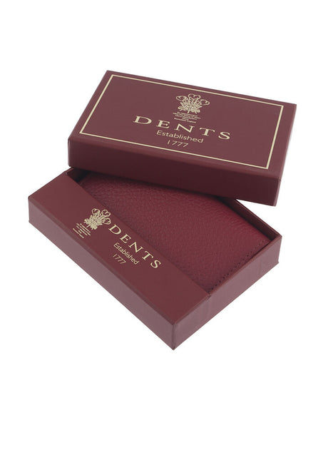 Dents Men's Pebble Grain Leather Card Holder with RFID Blocking - Red