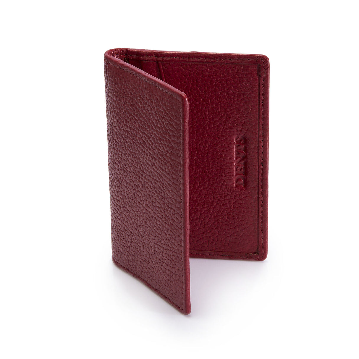Dents Men's Pebble Grain Leather Card Holder with RFID Blocking - Red