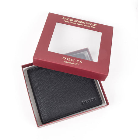 Dents RFID Pebble Grain Leather Billfold Wallet - Black