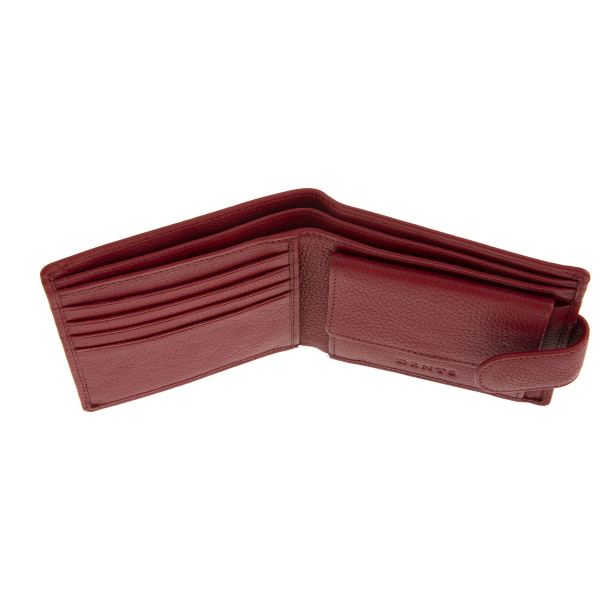 Dents RFID Bifold Press Stud Leather Wallet w/ Coin Pocket - Berry