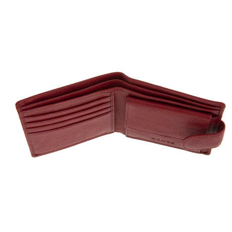 Dents RFID Bifold Press Stud Leather Wallet w/ Coin Pocket - Berry