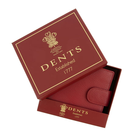 Dents RFID Bifold Press Stud Leather Wallet w/ Coin Pocket - Berry