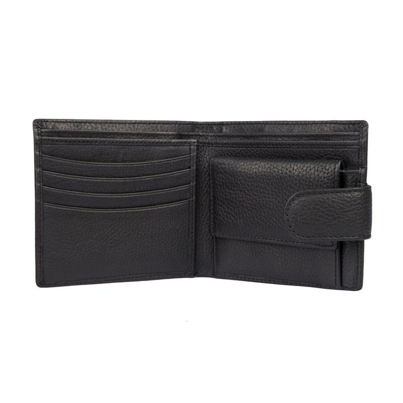 Dents RFID Pebble Grain Billfold Press Stud Wallet - Black