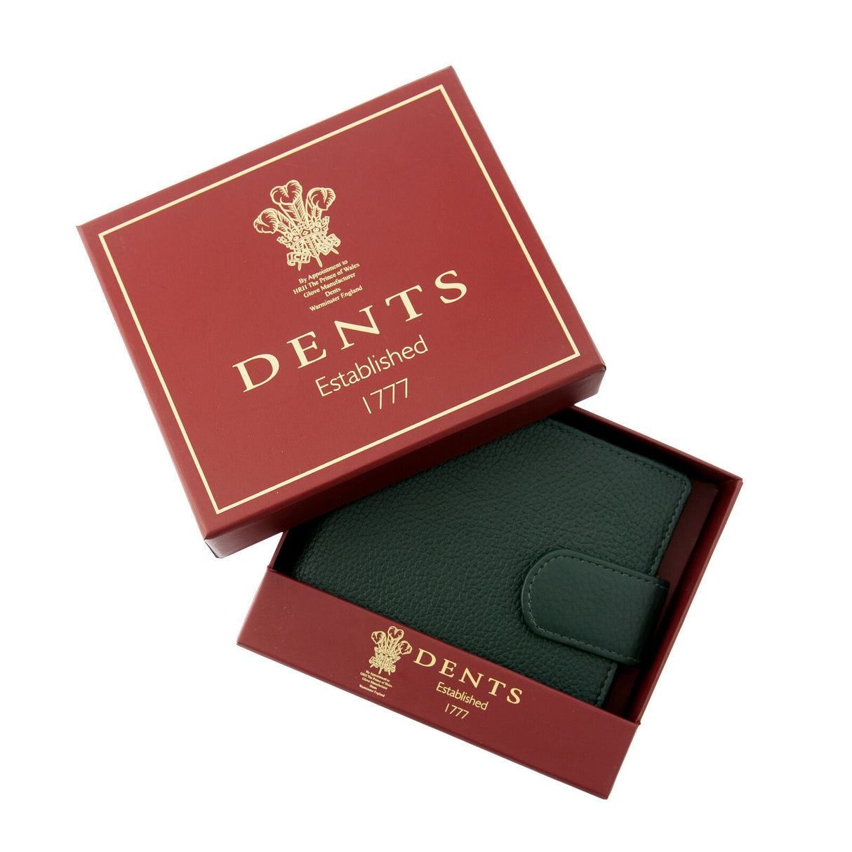 Dents RFID Pebble Grain Billfold Press Stud Wallet - Bottle Green