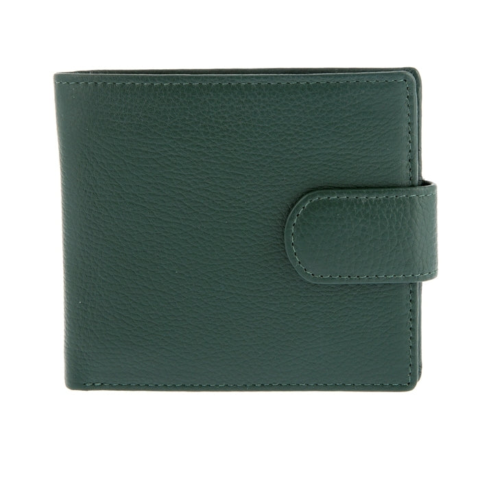 Dents RFID Pebble Grain Billfold Press Stud Wallet - Bottle Green
