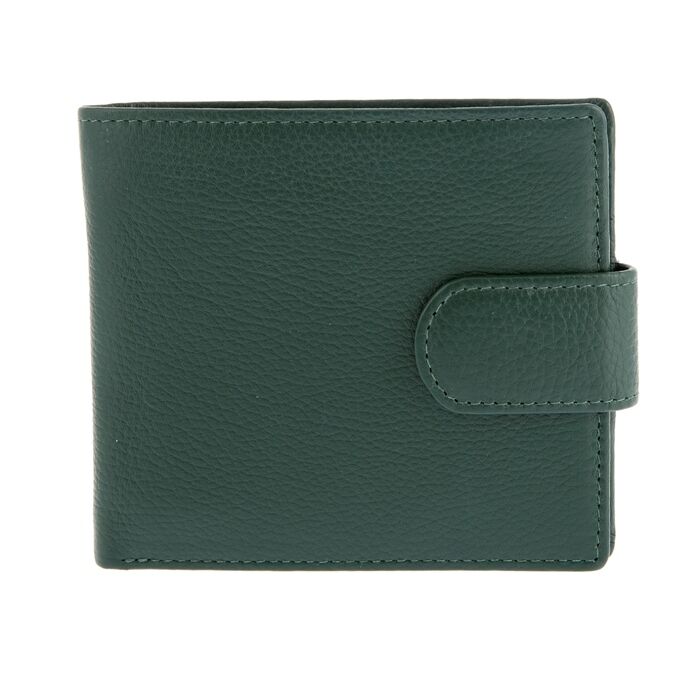 Dents RFID Pebble Grain Billfold Press Stud Wallet - Bottle Green