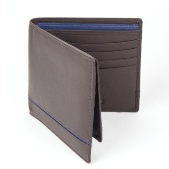 Dents RFID Leather Billfold Wallet w/ Removable Pass Holder - Chocolate/Royal Blue