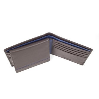 Dents RFID Leather Billfold Wallet w/ Removable Pass Holder - Chocolate/Royal Blue