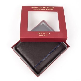 Dents RFID Leather Billfold Wallet w/ Removable Pass Holder - Chocolate/Royal Blue
