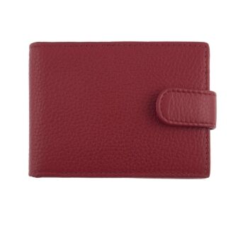 Dents Men's Pebble Grain Leather Card Holder with RFID Blocking and Tab - Red