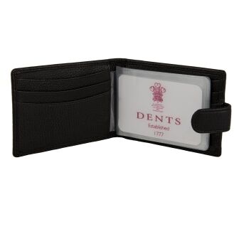 Dents Men's Pebble Grain Leather Card Holder with RFID Blocking and Tab - Black