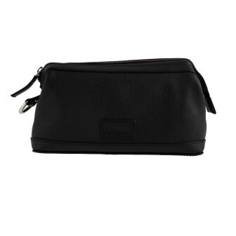 Dents Men's Pebble Grain Leather Wash Bag - Black