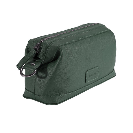 Dents Men's Pebble Grain Leather Wash Bag - Green