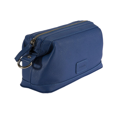 Dents Men's Pebble Grain Leather Wash Bag - Blue