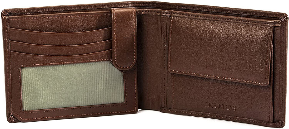 Dents Nappa Leather Trifold Wallet with RFID Protection in English Tan