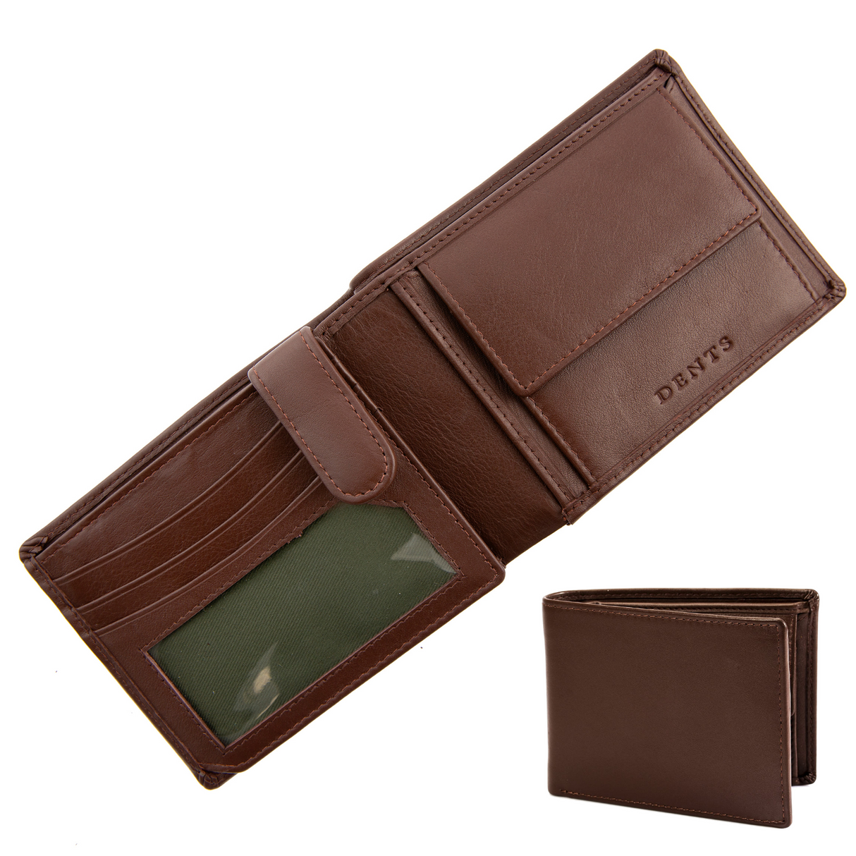 Dents Nappa Leather Trifold Wallet with RFID Protection in English Tan