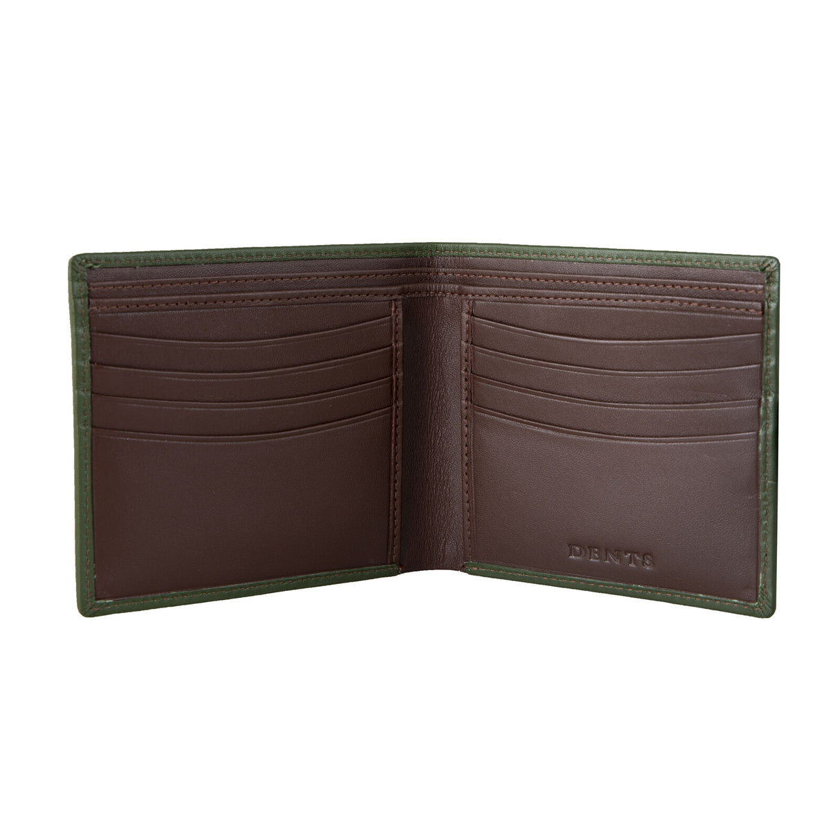 Dents Men's Smooth Nappa Leather Bifold Wallet with RFID Blocking in Olive/Tan