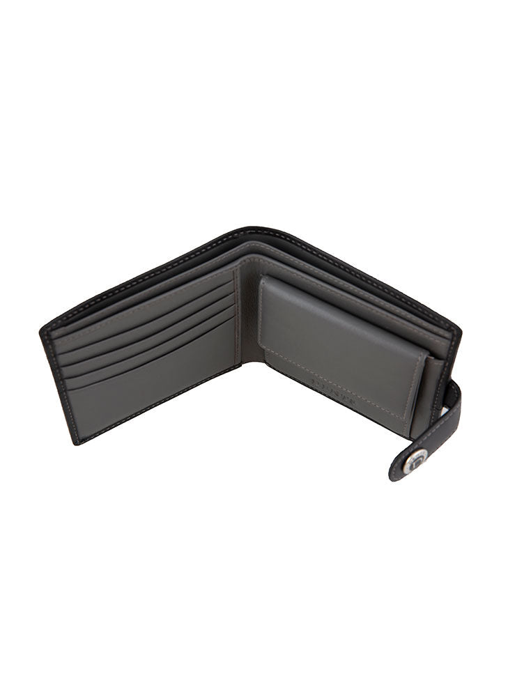 Dents Men's Smooth Nappa Leather Bifold Wallet with RFID Blocking and Coin Purse - Black/Slate