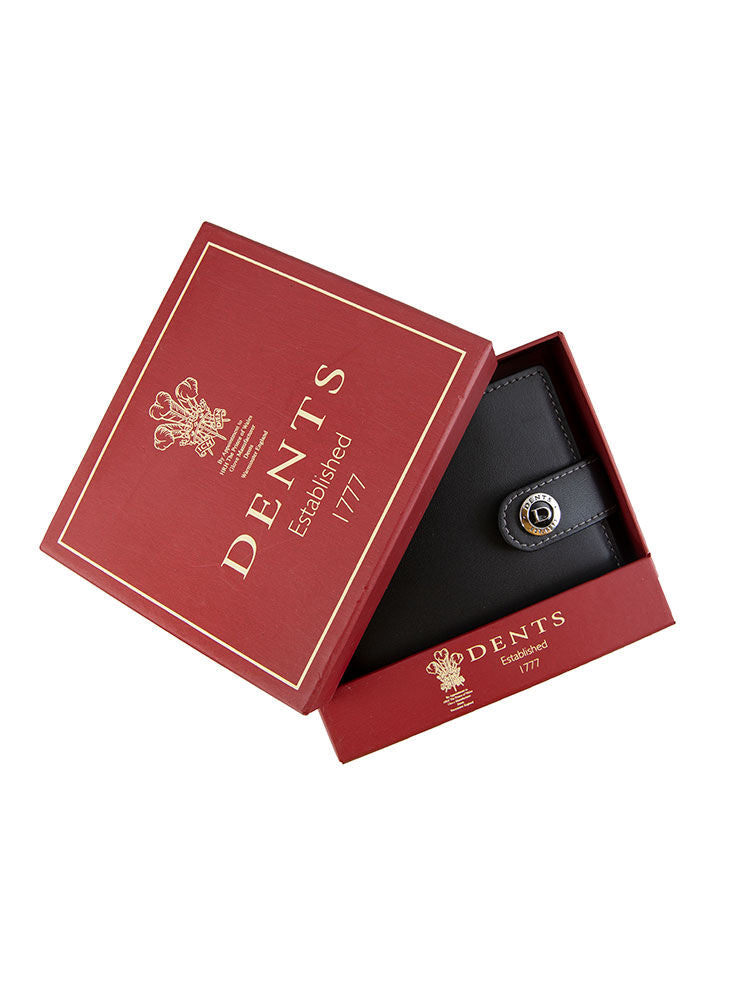 Dents Men's Smooth Nappa Leather Bifold Wallet with RFID Blocking and Coin Purse - Black/Slate