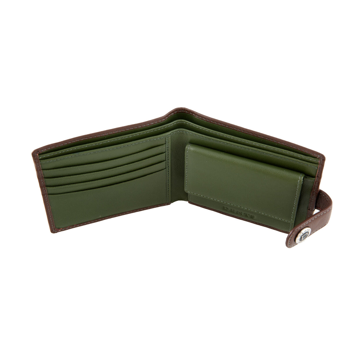 Dents Men's Smooth Nappa Leather Bifold Wallet with RFID Blocking and Coin Purse in Tan/Olive