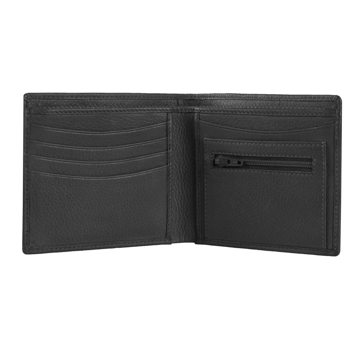 Dents Men's Pebble Grain Leather Bifold Wallet with Coin Purse & 5 Card Pockets - Black