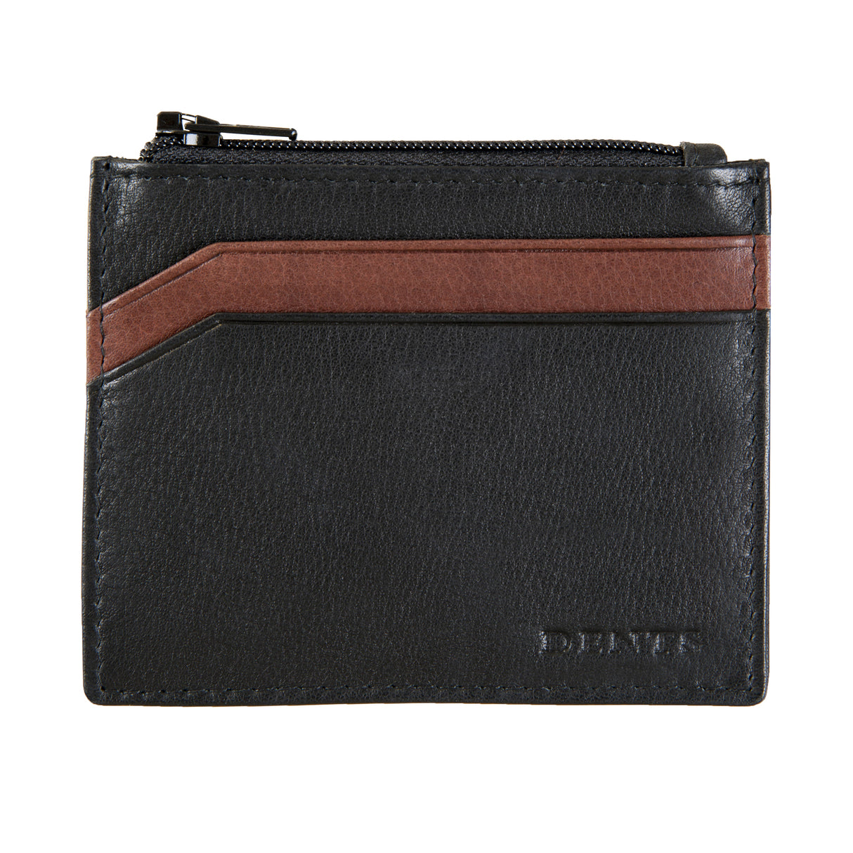 Dents RFID Two-Colour Pebble Grain Leather Card Holder Wallet - Black