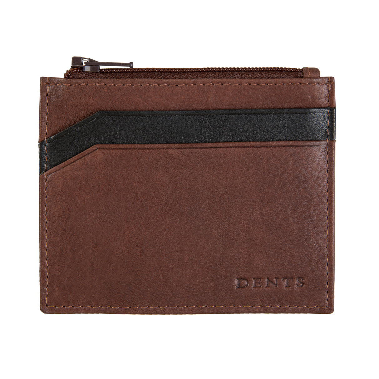 Dents RFID Two-Colour Pebble Grain Leather Card Holder Wallet - Tan