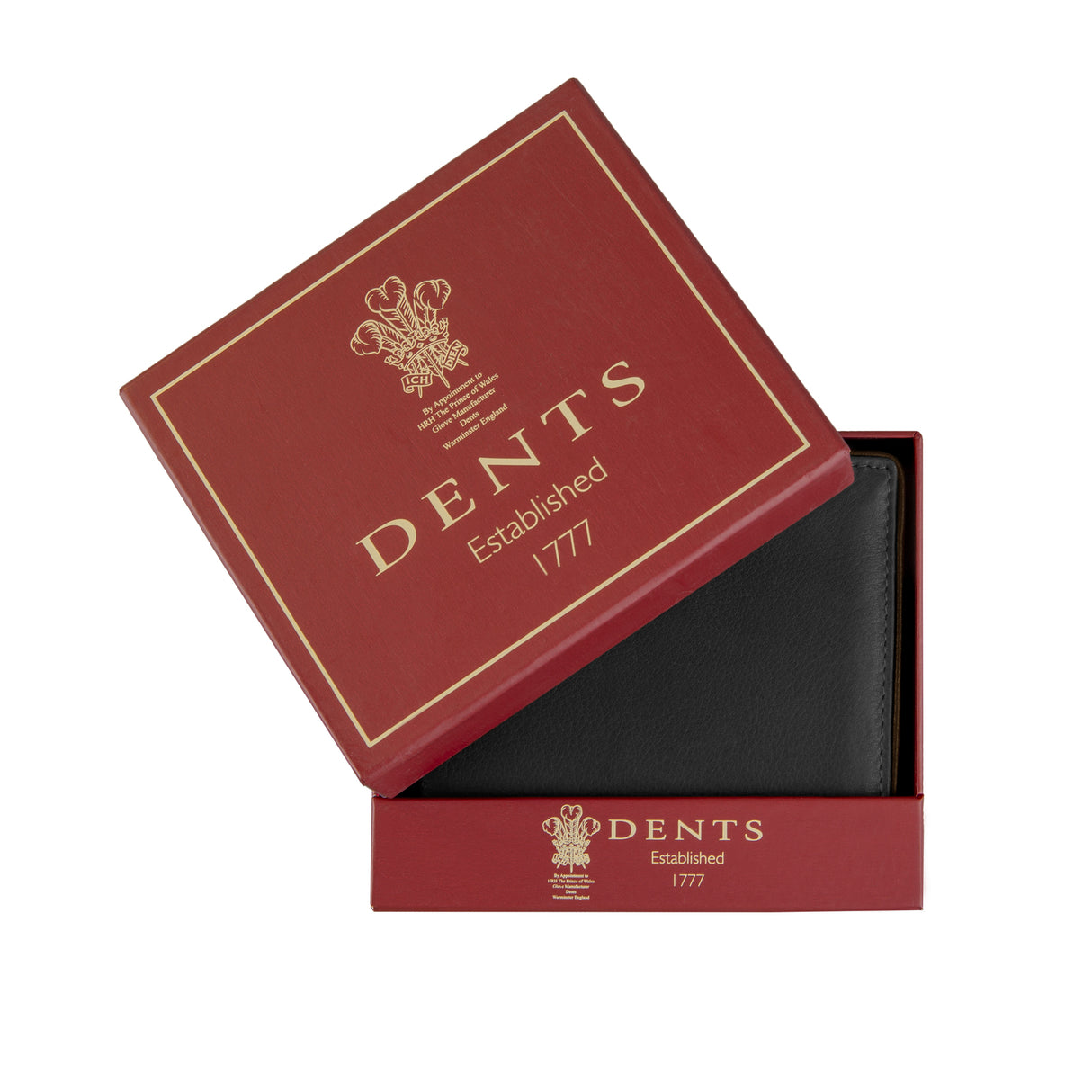 Dents RFID Two-Colour Pebble Grain Leather Bifold Wallet with Coin Purse - Black