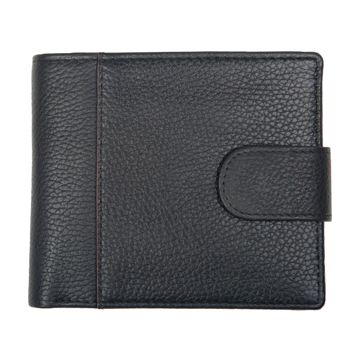 Dents Mens Pebble Grain Leather Bifold Wallet w/ Coin Purse & RFID Blocking - Black/Bordeaux