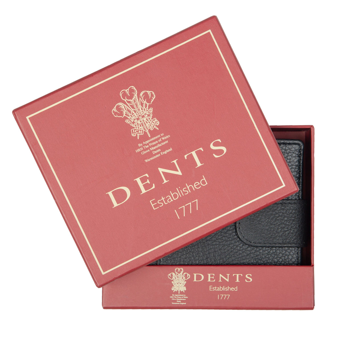 Dents Mens Pebble Grain Leather Bifold Wallet w/ Coin Purse & RFID Blocking - Black/Bordeaux