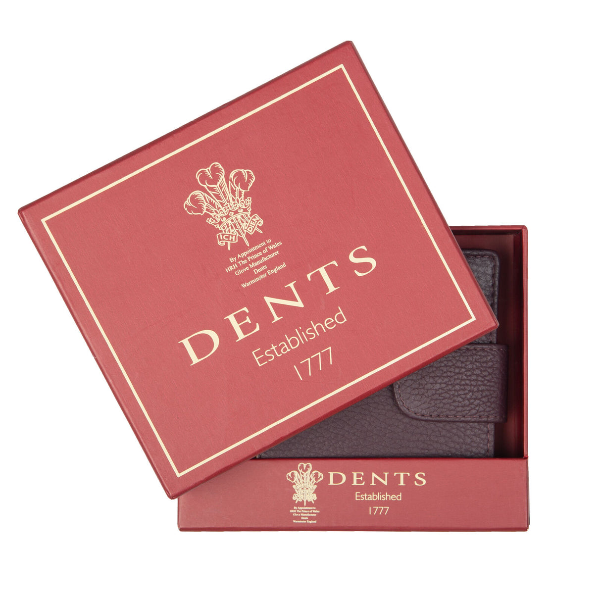 Dents Mens Pebble Grain Leather Bifold Wallet w/ Coin Purse & RFID Blocking - Bordeaux/Light Tan
