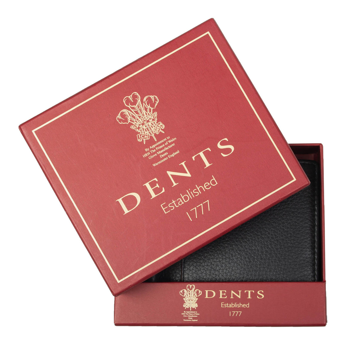 Dents Mens Slim Pebble Grain Leather Bifold Wallet w/ RFID Blocking - Black/Bordeaux