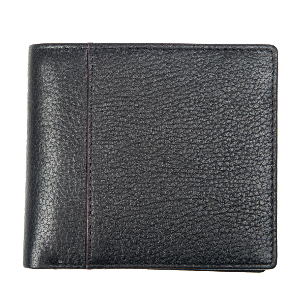 Dents Mens Slim Pebble Grain Leather Bifold Wallet w/ RFID Blocking - Black/Bordeaux