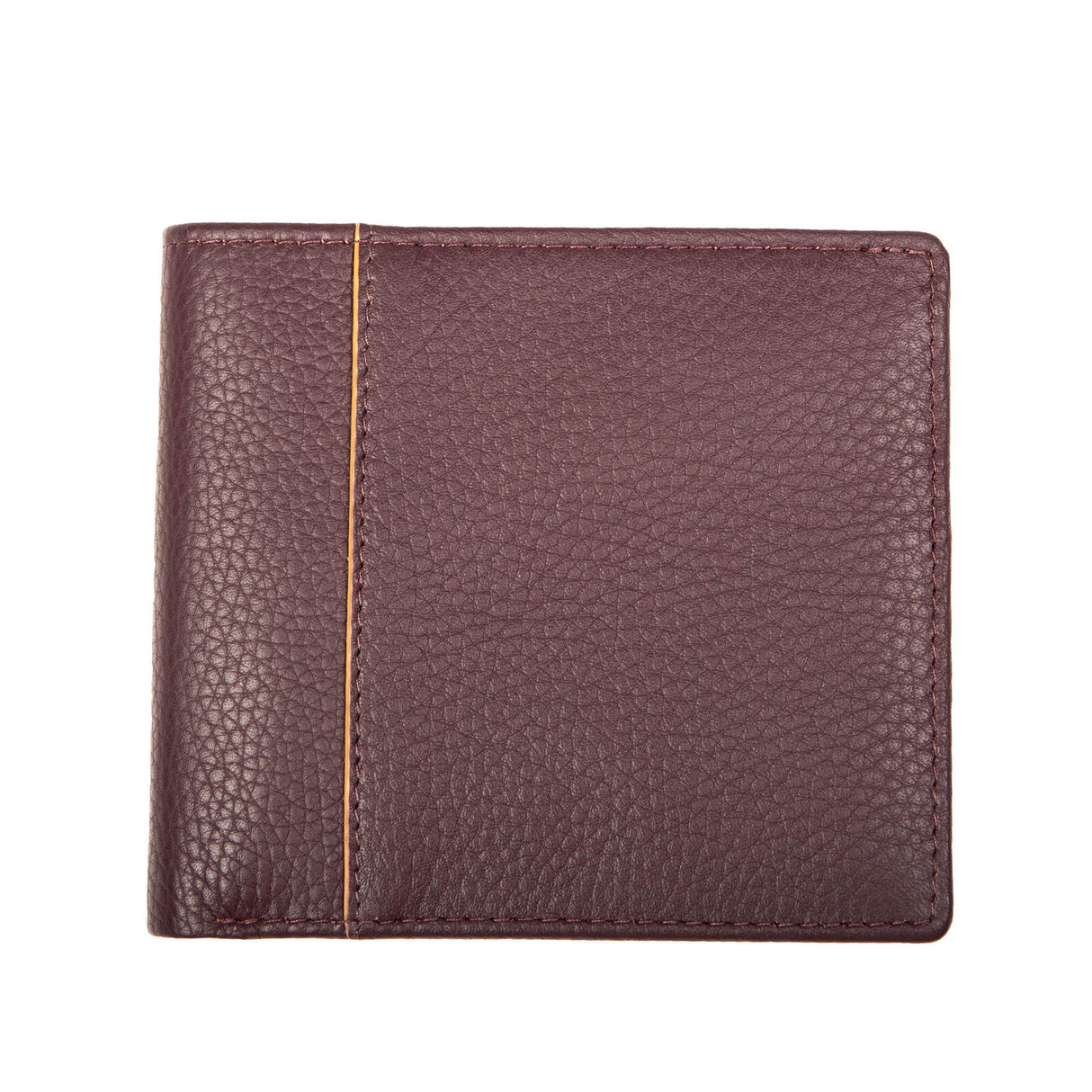 Dents Mens Slim Pebble Grain Leather Bifold Wallet w/ RFID Blocking - Bordeaux/Light Tan