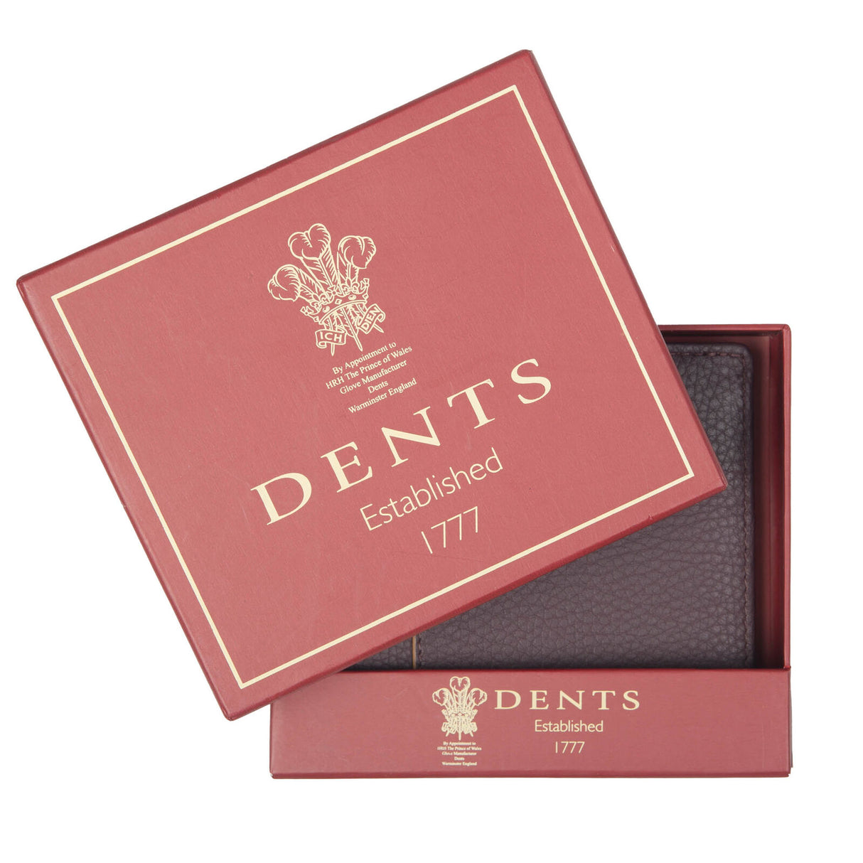 Dents Mens Slim Pebble Grain Leather Bifold Wallet w/ RFID Blocking - Bordeaux/Light Tan
