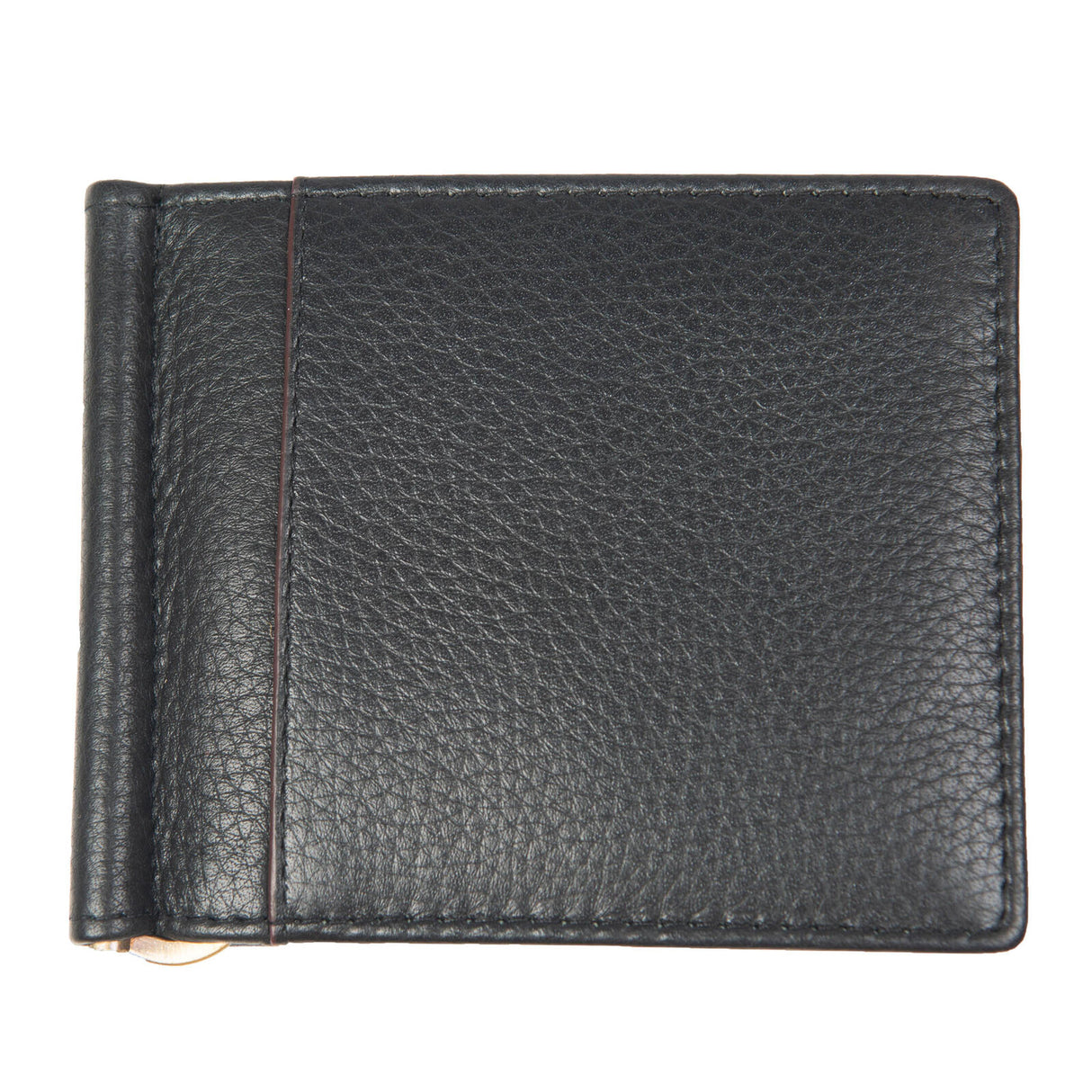 Dents Mens Pebble Grain Leather Bifold Wallet w/ Money Clip & RFID Blocking - Black/Bordeaux