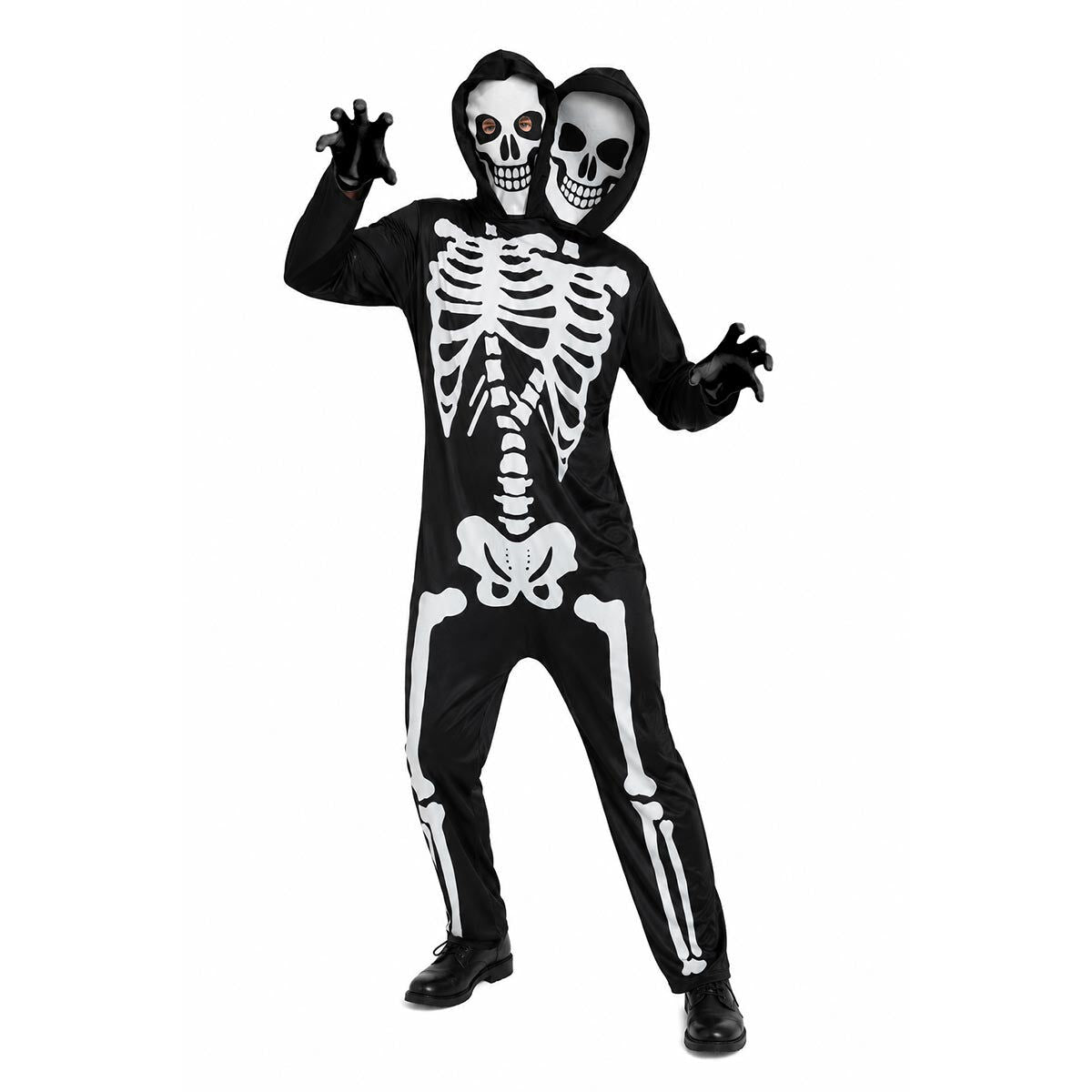 Adult Double Headed Skeleton Party Costume Halloween Book Week - One Size