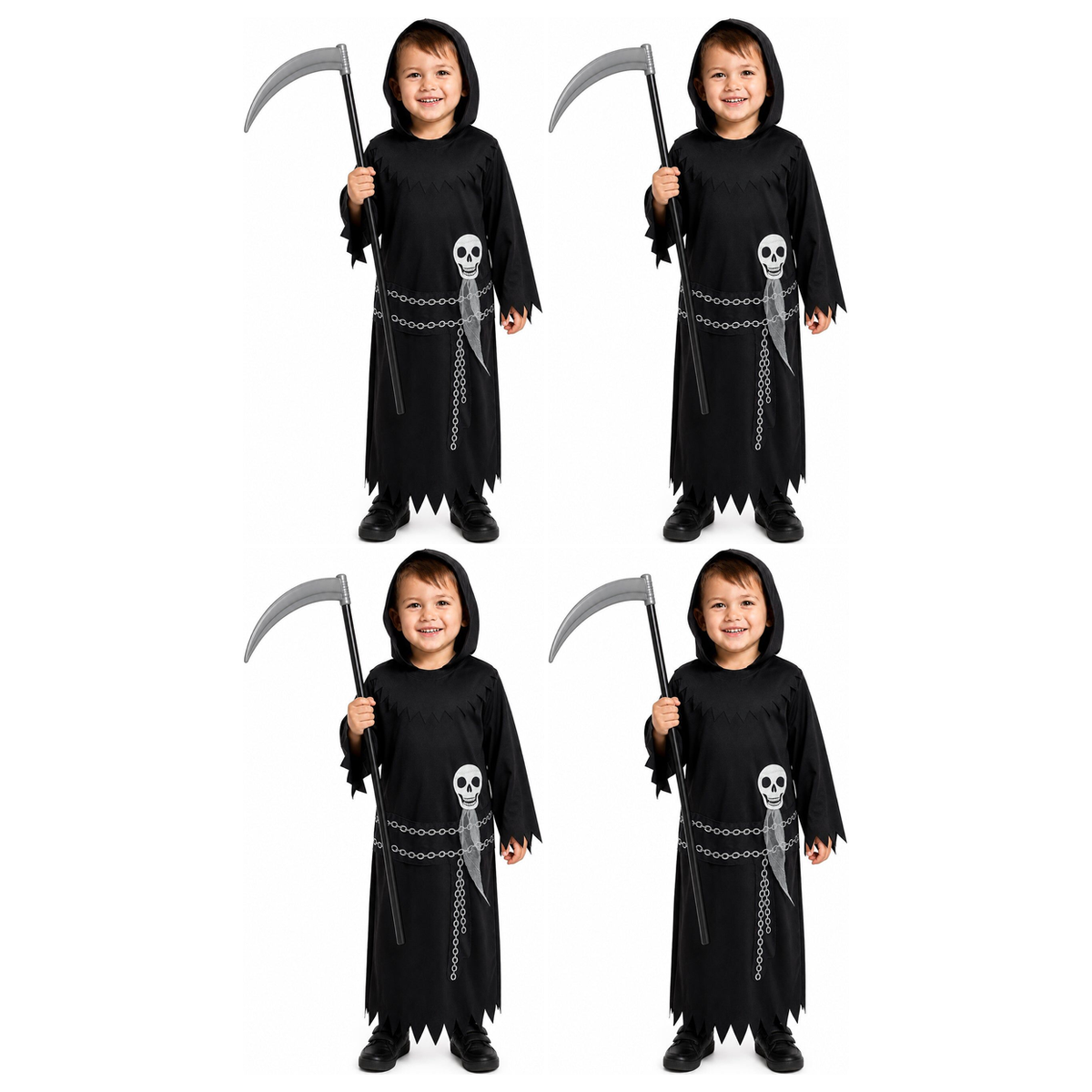 4x Kids Grim Reaper Group Costume Bulk Pack - Childrens Scary Halloween Outfit