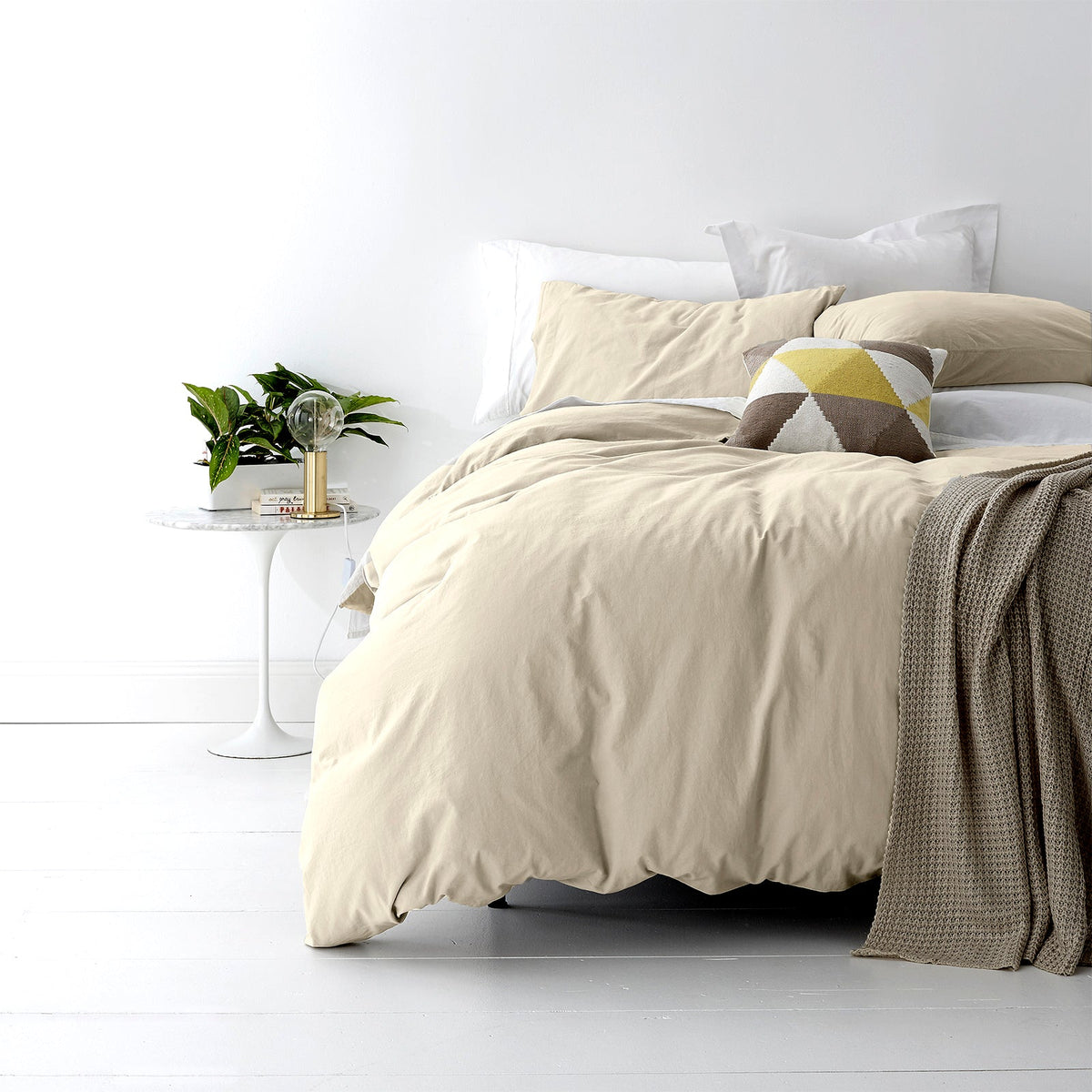 Park Avenue European Vintage Washed Cotton Kids Quilt Cover Set - Stone