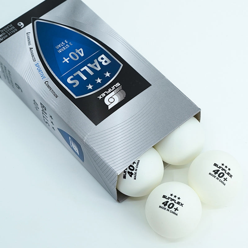 SUNFLEX 1 Pack of 6 3 Star 40+ Table Tennis Balls in White