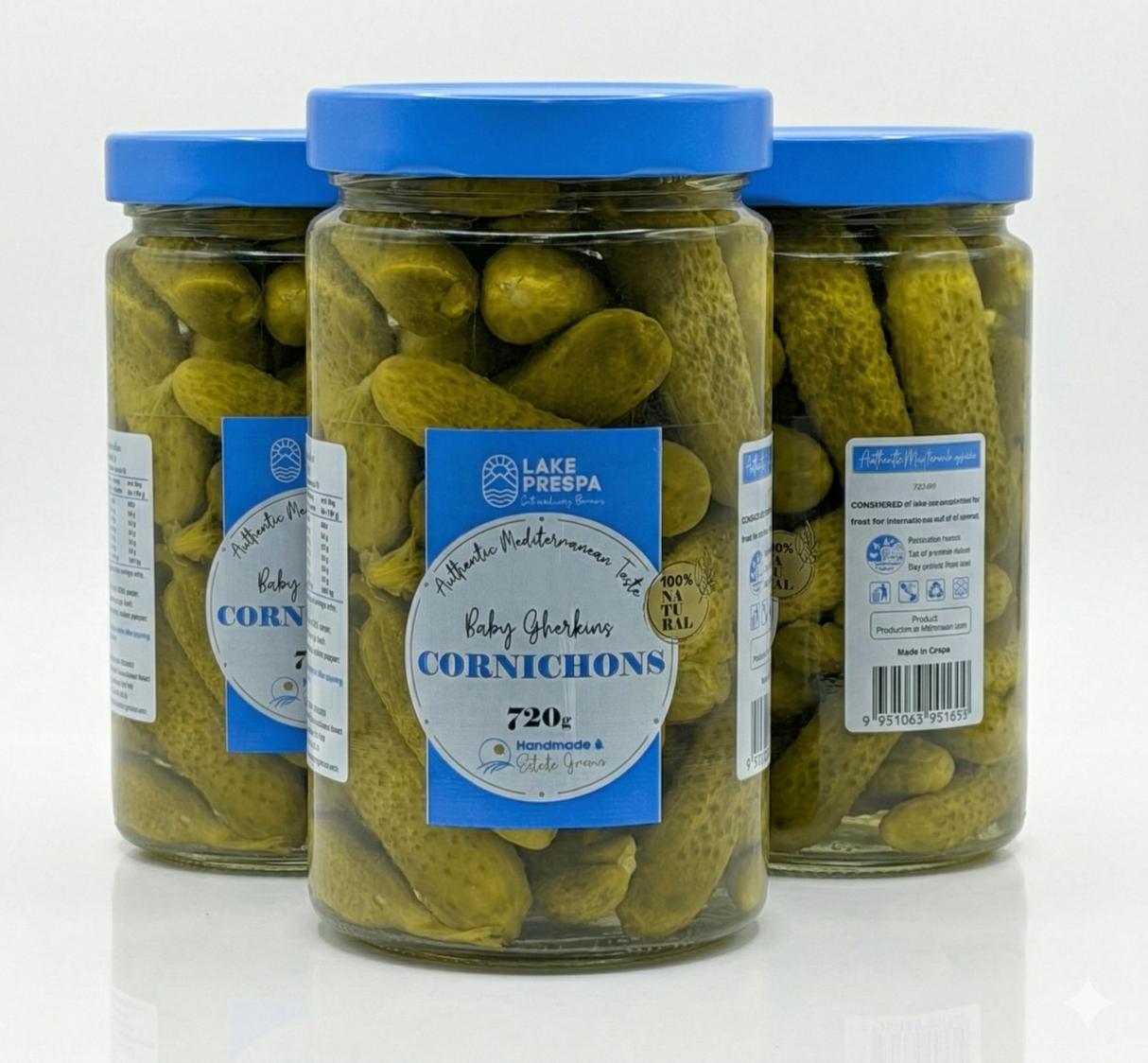 3x 720g Lake Prespa Dill Pickles Gherkins Pickled Cucumbers in Glass Jar - Product of North Macedonia