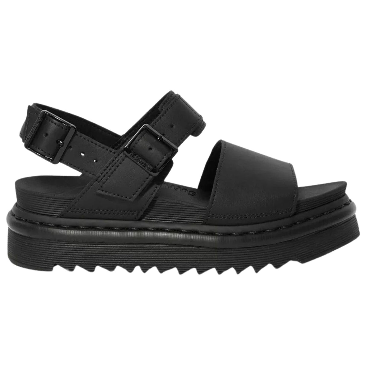 Dr. Martens Voss Women's Hydro Leather Adjustable Strap Platform Sandals in Mono Black