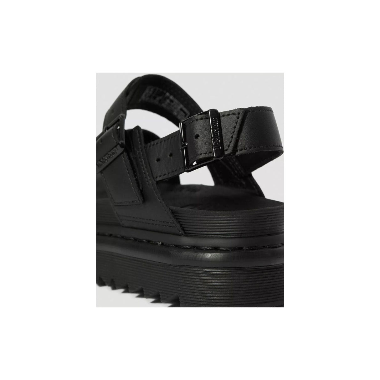 Dr. Martens Voss Women's Hydro Leather Adjustable Strap Platform Sandals in Mono Black